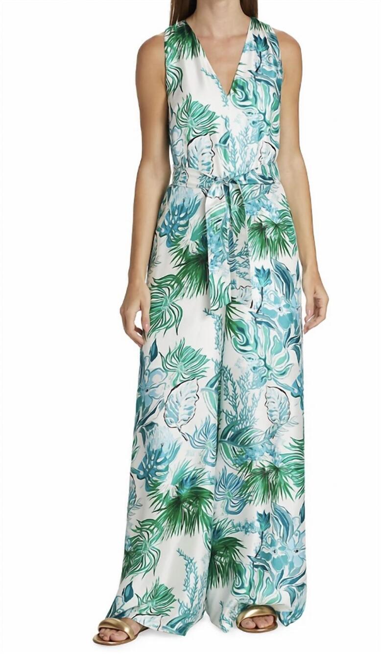 NEW MAXMARA kabala floral silk jumpsuit in turquoise